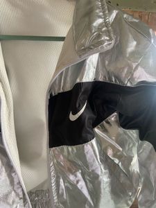 Nike Silver Cropped Windbreaker Jacket