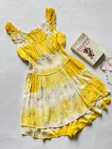Sunny Yellow Tie-Dye Summer Dress