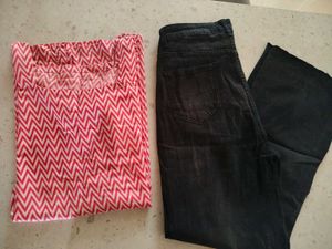 Short Kurti and Jeans combo