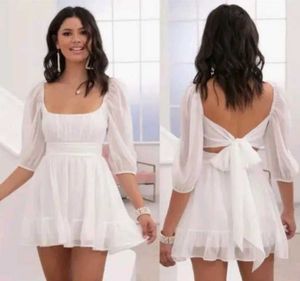 Chic White Puff Sleeve Mini Dress