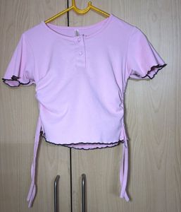 Pink adjustable crop Top