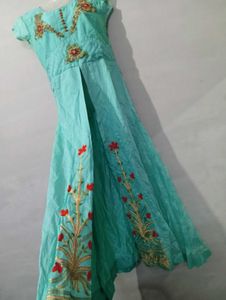 Very Beautiful Seagreen Front Slit Gawn