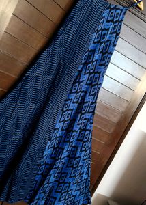 Svrnaa Blue Geometric Print Maxi Dress