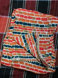 Orange Floral Print Kurta Set with Dupatta