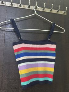 Vibrant Striped Knit Crop Top