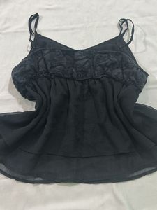 Elegant Black Lace Camisole Top