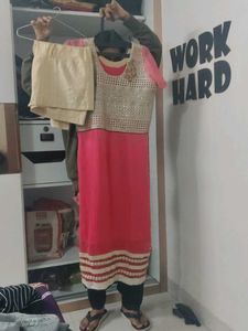 Elegant Pink &amp; Gold Salwar Suit