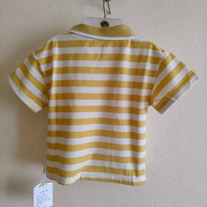 Cute Striped Polo Shirt with Bunny Design