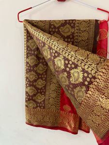 Elegant Brocade Saree with Paisley Motif