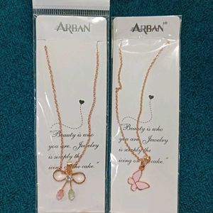 Arban Rose Gold Tone Pendant Necklaces (2 pcs)