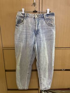 Zara Light Blue Mom Fit Denim High Waist