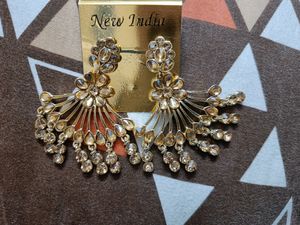 Only Single Time Used Beautiful Design Golden Earrings