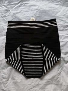 Black &amp; White Striped Mini Skirt