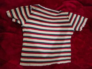 Retro Striped Tee with Denim