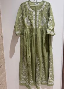 Autumnlane - Olive Embroidered Cotton Dress