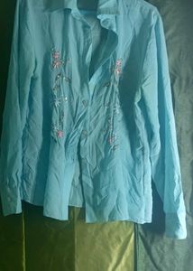 Light Blue Embroidered Shirt