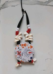 ethnic fabric Shell Necklace