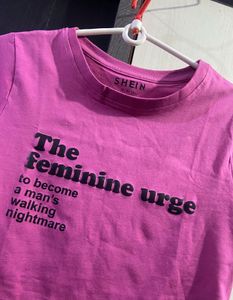Shein Pink "The Feminine Urge" Graphic Tee