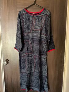 New Printed Kurta with Red pleated ♥️