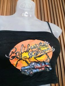 Black Graphic Crop Top