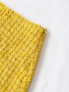 Chic Yellow Tweed Mini Skorts
