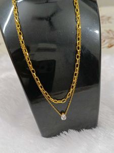 Double Layered Gold Necklace with Pendant