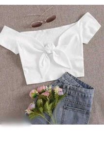 Chic Off-Shoulder Tie-Front Crop Top