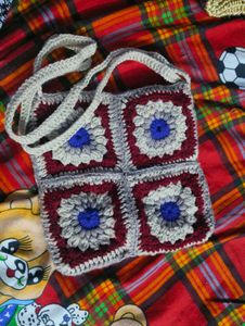 Handmade Crochet Granny Square Bag