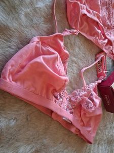 Pink Lace Bra and Panty Set