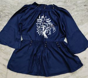 🧿 Navy Blue Partywear Top - ₹199 | Free Gift! 🎁✨