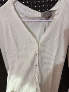 Ribbed White Cardigan