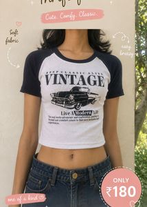 Vintage Graphic Print Crop Top