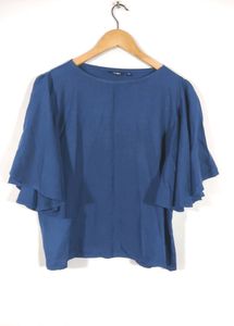 Nush Navy Blue Round Neck Western Top(Women's)