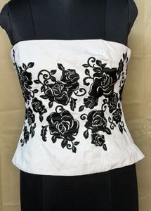 corset Chic Strapless Top with Floral Embroidery
