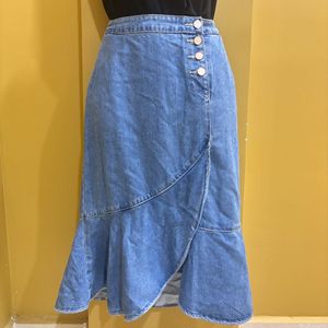 Stylish Denim Wrap Skirt