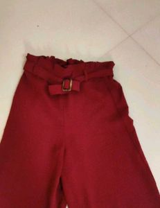 Stylish Maroon Wide Leg Pants