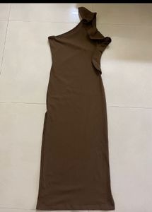 *VALENTINES SALE* Brown One-Shoulder Dress