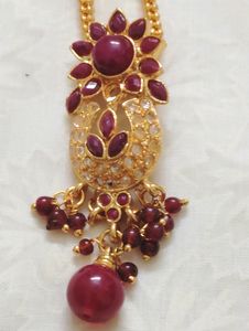 1gm Gold plated Ruby Jadau Kundan Set