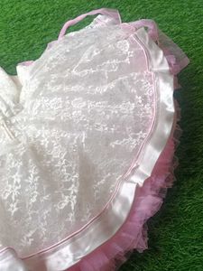 Pink &amp; White Lace Flower Girl Dress