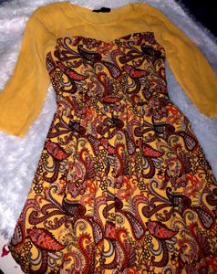 Boho Paisley Print Midi Dress with side zip💯