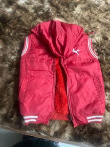 Without Sleeve Red Kids Wear Jacket