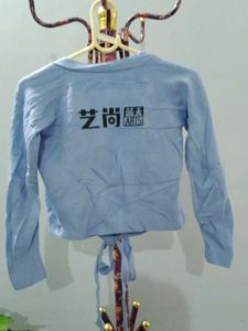 Blue Tie-Front Cardigan
