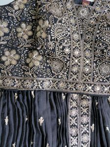 Embellished Black Indo - Western Sharara Suit Set
