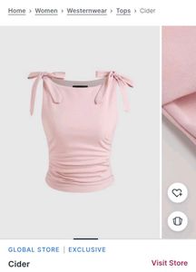 Cider Blush Pink Ruched Top with Tie Straps