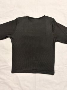 Black Square Neck Long Sleeve Top