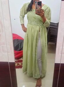 Pista Green New Gown Style Kurti