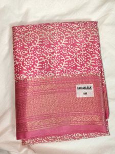 Elegant Batik Print Saree GREY AND PINK