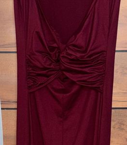 Newme Backless Maroon Maxi Dress
