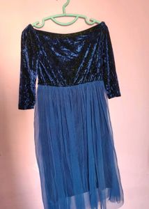 Velvet Off-Shoulder Tulle Dress