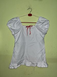 Cute White Puff Sleeve Top